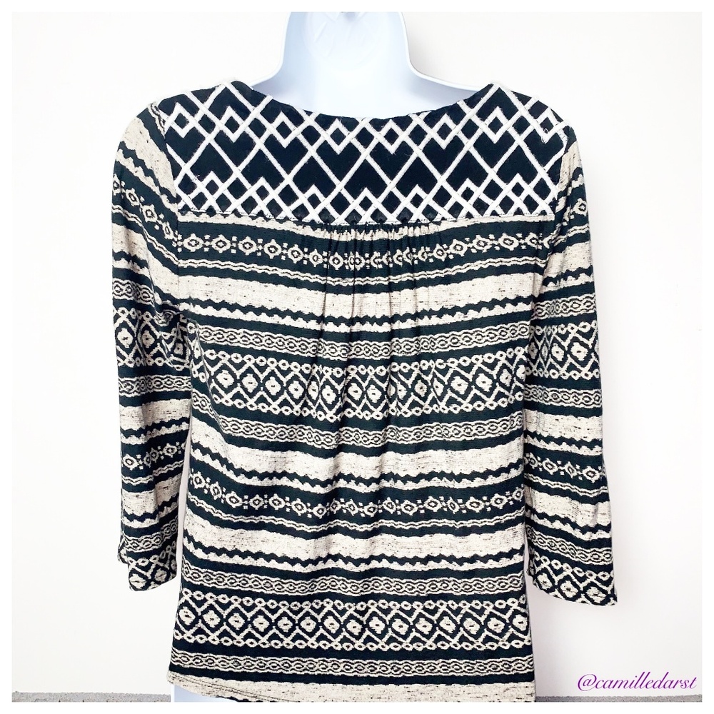 4 for $10 LUCKY BRAND 3/4 sleeve chevron women Top - Picture 2 of 4